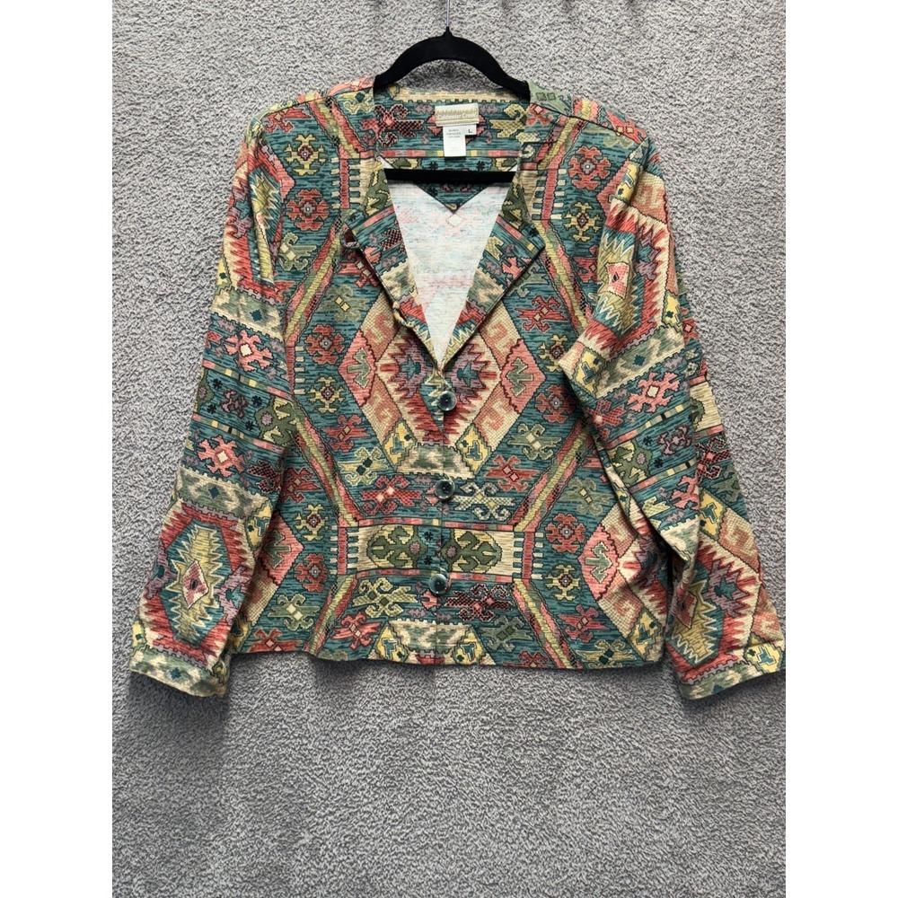 Caldwell Creek Tapestry Jacket L Southwestern Aztec Western Retro bohemian chic‎